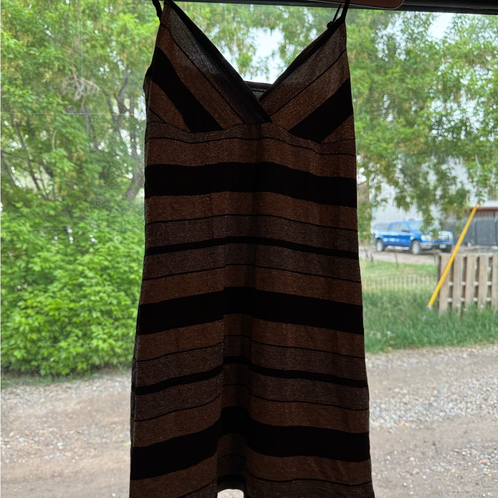 Only Hearts Black and Gold Sleeveless Mini Slip Dress